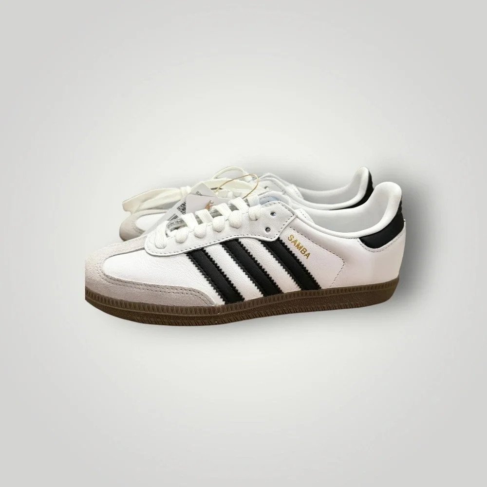 Adidas Samba OG Sneaker Women 5 (fits 6) White Leather Gum Sole Streetwear Retro - Picture 3 of 9